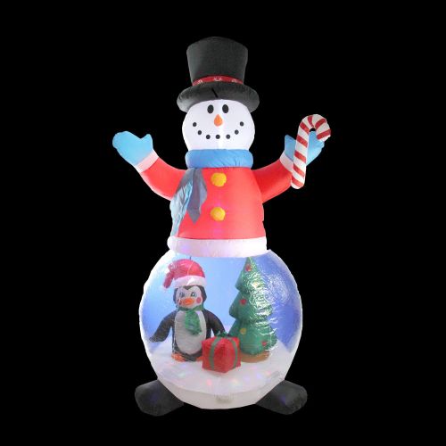  LB International 8 Pre-Lit Inflatable Snowman and Penguin Christmas Globe Outdoor Decoration