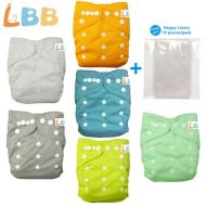 LBB Baby Double Rows of Snaps 6pcs Pack Fitted Pocket Washable Adjustable Cloth Diaper(Netural Color)6BM98, AMGrey, One Size