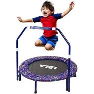 LBLA Kids Trampoline with Adjustable Handrail and Safety Padded Cover Mini Foldable Bungee Rebounder