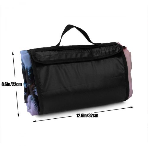  LBSYT Picnic Blanket Plam Tree Sunset Waterproof Beach Blanket Sand-Proof Folding Portable Tote Picnic Mat Camping Blanket 150x145 cm