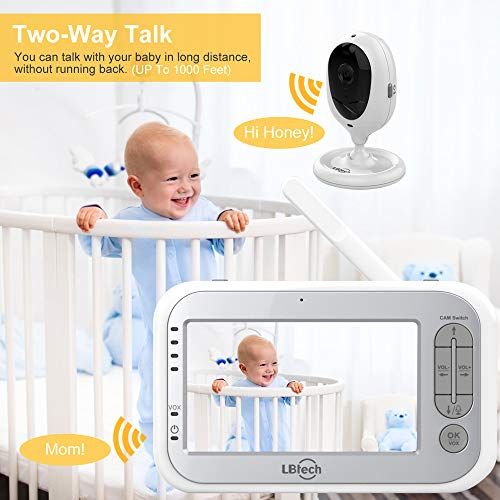  [아마존베스트]LBtech Video Baby Monitor with Two Cameras and 4.3 LCD,Auto Night Vision,Two-Way...