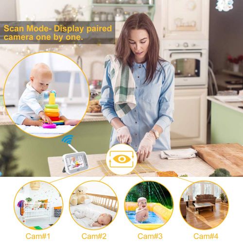  [아마존베스트]LBtech Video Baby Monitor with Two Cameras and 4.3 LCD,Auto Night Vision,Two-Way...