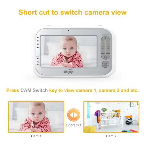  [아마존베스트]LBtech Video Baby Monitor with Two Cameras and 4.3 LCD,Auto Night Vision,Two-Way...