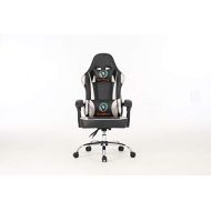 LCH Racing Style Computer Gaming Chair High-Back Adjustable Height PU Leather Executive Office Chair Soft Padded Seat with Headrest and Lumbar Support, Silver