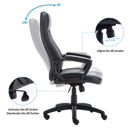  LCH Conveniently Leather Office Chair Swivel Executive Function Ergonomic Computer Chair-KD1029-GM-005