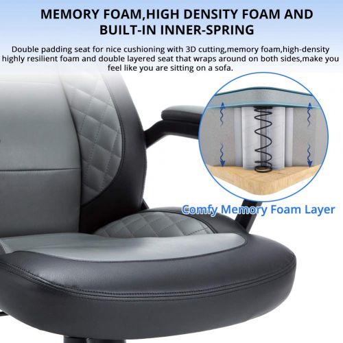  LCH Conveniently Leather Office Chair Swivel Executive Function Ergonomic Computer Chair-KD1029-GM-005