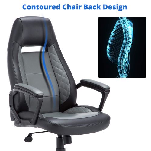  LCH Conveniently Leather Office Chair Swivel Executive Function Ergonomic Computer Chair-KD1029-GM-005