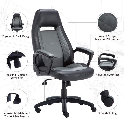  LCH Conveniently Leather Office Chair Swivel Executive Function Ergonomic Computer Chair-KD1029-GM-005