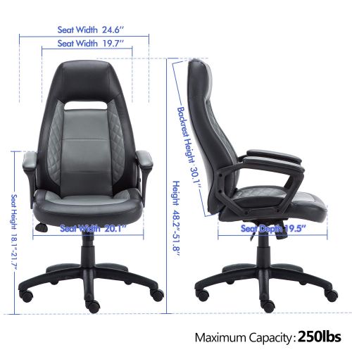  LCH Conveniently Leather Office Chair Swivel Executive Function Ergonomic Computer Chair-KD1029-GM-005