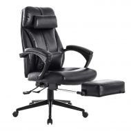 LCH High Back Reclining Executive Office Chair, PU Leather Ergonomic Computer Desk Chair with Footrest Lumbar Support, Adjustable Tilt Design, Swivel, 250lb Capacity, Black