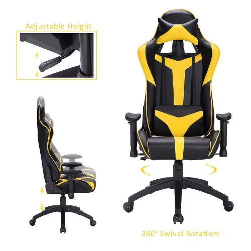  LCH Ergonomic Gaming Chair, Racing Style High-Back Large Size Computer Chair-PU Leather Adjustable Height Executive Office Chair with Detachable Cushion