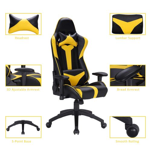  LCH Ergonomic Gaming Chair, Racing Style High-Back Large Size Computer Chair-PU Leather Adjustable Height Executive Office Chair with Detachable Cushion