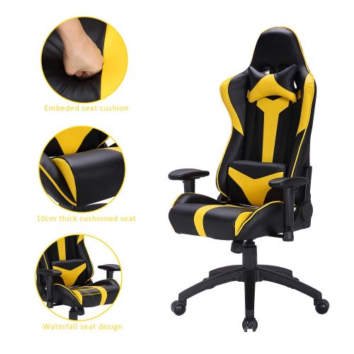  LCH Ergonomic Gaming Chair, Racing Style High-Back Large Size Computer Chair-PU Leather Adjustable Height Executive Office Chair with Detachable Cushion