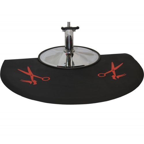  LCL Beauty 1/2 Semi Circle Anti Fatigue Beauty Barber Floor Mat with Red Salon Scissor Design