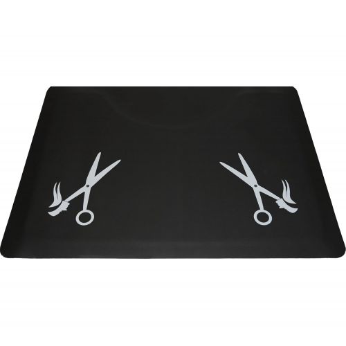  LCL Beauty 1/2 Rectangle Anti Fatigue Beauty Barber Floor Mat with Grey Salon Scissor Design