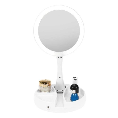  LCTHZJ Lighted Folding Makeup Mirror,10xMagnifying Vanity Mirror with 21 LED Lights, Foldable Mirror with Brightness&Angle&Height Adjustable,Touch Control,270° Multi-Angle Rotation