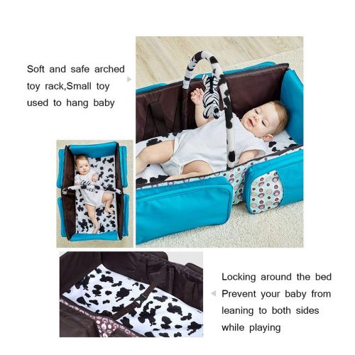  LCYCN 3 in 1 Diaper Bag Travel Bassinet Changing Station, Portable Bassinet Waterproof Including A Mosquito Net Protection System for 0-8 Months Newborn