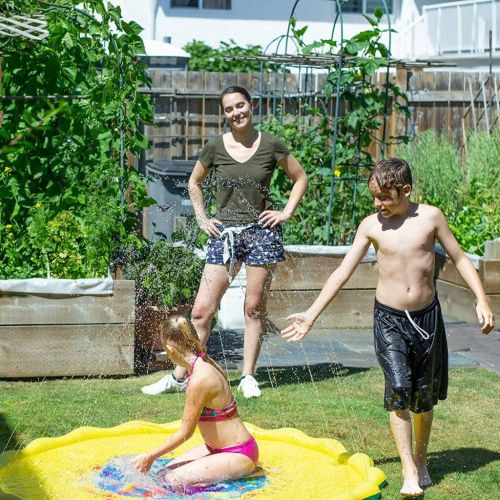  LCYCN Pool Inflatable,170cm Water Sprinkler Spray Mat, Childrens Lawn Play Mat PVC Inflatable Water Spray Toy for Baby Outdoor Beach Fun Activity