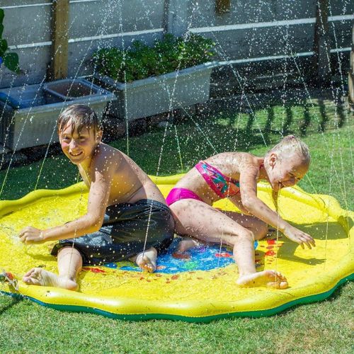  LCYCN Pool Inflatable,170cm Water Sprinkler Spray Mat, Childrens Lawn Play Mat PVC Inflatable Water Spray Toy for Baby Outdoor Beach Fun Activity