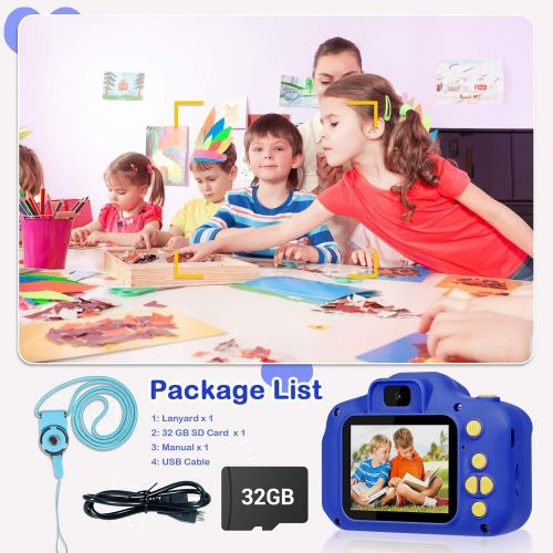  [아마존베스트]LC-dolida Kids Camera, Toys for Boys Girls Age 3-9, Toddler Camera 16GB Kid Digital Camera Rechargable Video Camera Birthday Gift for 3 4 5 6 7 8 Year Old Boy Girl(Blue)