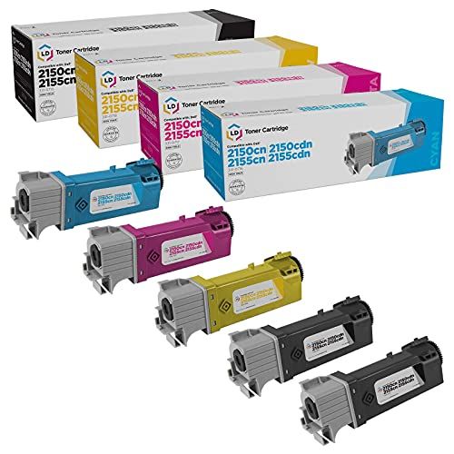  LD Products LD Compatible Toner Cartridge Replacements for Dell Color Laser 2150 & Dell Multi Function 2155 High Yield (2 Black, 1 Cyan, 1 Magenta, 1 Yellow, 5 Pack)