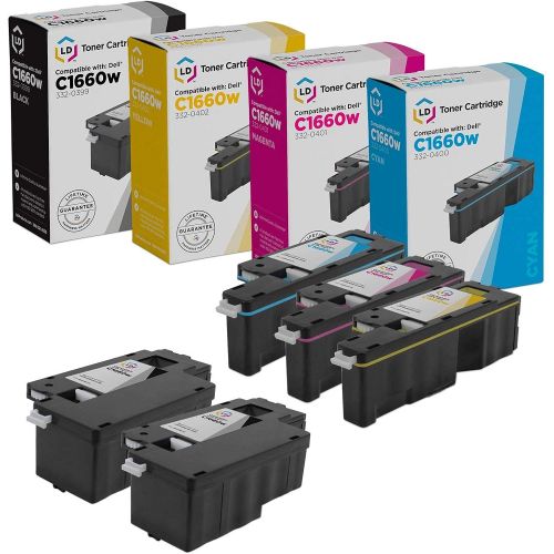  LD Products LD Compatible Toner Cartridge Replacement for Dell Color Laser C1660w (2 Black, 1 Cyan, 1 Magenta, 1 Yellow, 5 Pack)
