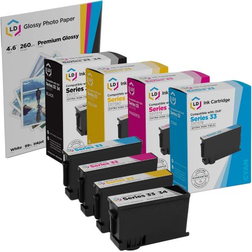  LD Products LD Compatible Dell V525W / V725W Set of 4 Inkjet Cartridges: 1 Black 331 7377, 1 Cyan 331 7378, 1 Magenta 331 7379 and 1 Yellow 331 7380