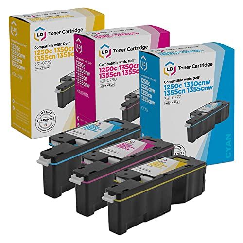  LD Products LD Compatible Toner Cartridge Printer Replacement for Dell Color Laser 1250c 1350 1760 High Yield (Cyan, Magenta, Yellow, 3 Pack)