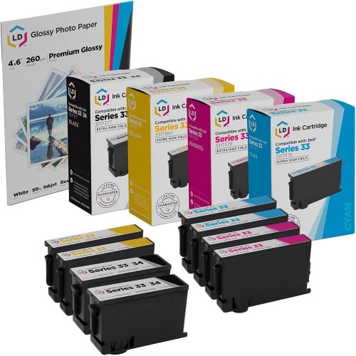  LD Products LD Compatible Ink Cartridge Replacement for Dell Series 33 & 34 Extra High Yield (2 Black, 2 Cyan, 2 Magenta, 2 Yellow, 8 Pack)