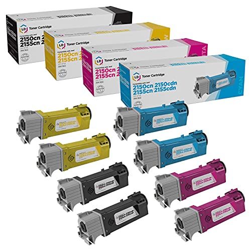  LD Products Compatible Toner Cartridge Replacements for Dell Color Laser 2150 & Dell Multi Function 2155 High Yield (2 Black, 2 Cyan, 2 Magenta, 2 Yellow, 8 Pack)