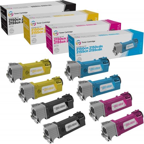  LD Products Compatible Toner Cartridge Replacements for Dell Color Laser 2150 & Dell Multi Function 2155 High Yield (2 Black, 2 Cyan, 2 Magenta, 2 Yellow, 8 Pack)