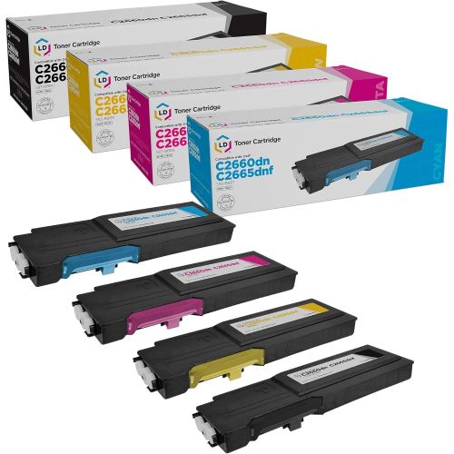  LD Products LD Compatible Toner Cartridge Replacements for Dell C2660dn C2665dnf Extra High Yield (1 Black, 1 Cyan, 1 Magenta, 1 Yellow, 4 Pack)