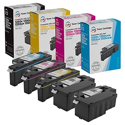  LD Products Compatible Toner Cartridge Replacement for Dell Color Laser C1760nw, C1765nf, C1765nfw, 1250C, 1350cnw, 1355cn, 1355cnw High Yield (2 Black, 1 Cyan, 1 Magenta, 1 Yellow