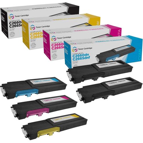  LD Products LD Compatible Toner Cartridge Replacement for Dell C2660dn & C2665dnf High Yield (2 Black, 1 Cyan, 1 Magenta, 1 Yellow, 5 Pack)