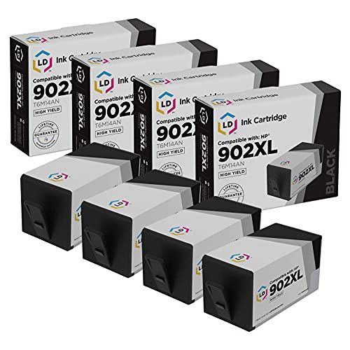  LD Products LD Remanufactured Ink Cartridge Replacement for HP 902XL T6M14AN High Yield (Black, 4-Pack)