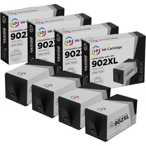  LD Products LD Remanufactured Ink Cartridge Replacement for HP 902XL T6M14AN High Yield (Black, 4-Pack)