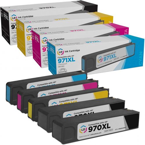  LD Products LD Remanufactured Ink Cartridge Replacements for HP 970XL & HP 971XL High Yield (2 Black, 1 Cyan, 1 Magenta, 1 Yellow, 5-Pack)