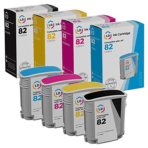  LD Products LD Remanufactured Ink Cartridge Replacement for HP 82 (Black, Cyan, Magenta, Yellow, 4-Pack)