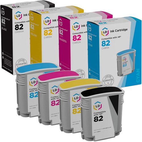  LD Products LD Remanufactured Ink Cartridge Replacement for HP 82 (Black, Cyan, Magenta, Yellow, 4-Pack)