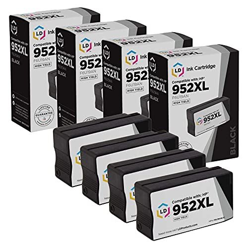  LD Products Compatible Ink Cartridge Replacement for HP 952XL 952 XL F6U19AN High Yield (Black, 4-Pack)