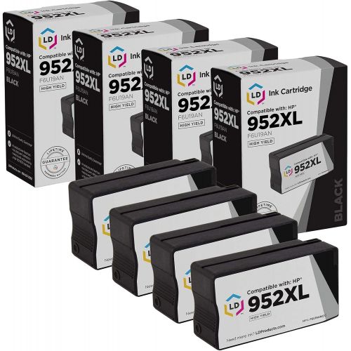  LD Products Compatible Ink Cartridge Replacement for HP 952XL 952 XL F6U19AN High Yield (Black, 4-Pack)