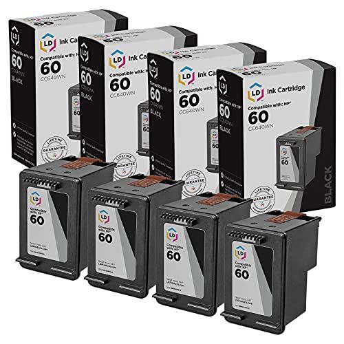  LD Products LD Remanufactured Ink Cartridge Replacements for HP 60 CC640WN (Black, 4-Pack)