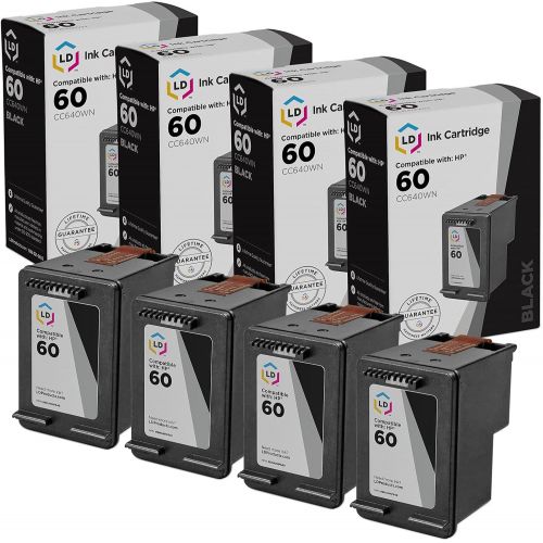  LD Products LD Remanufactured Ink Cartridge Replacements for HP 60 CC640WN (Black, 4-Pack)