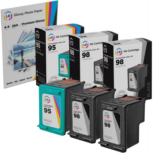  LD Products LD Remanufactured Ink Cartridge Replacements for HP 98 & HP 95 (2 Black, 1 Color, 3-Pack)