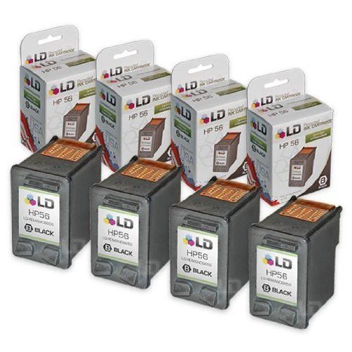  LD Products LD Remanufactured Ink Cartridge Replacement for HP 56 C6656AN (Black, 4-Pack)