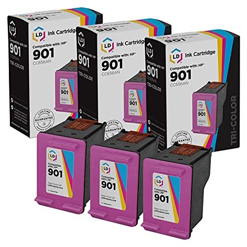  LD Products LD Remanufactured Ink Cartridge Replacement for HP 901 CC656AN (Color, 3-Pack)