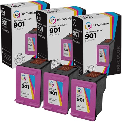  LD Products LD Remanufactured Ink Cartridge Replacement for HP 901 CC656AN (Color, 3-Pack)