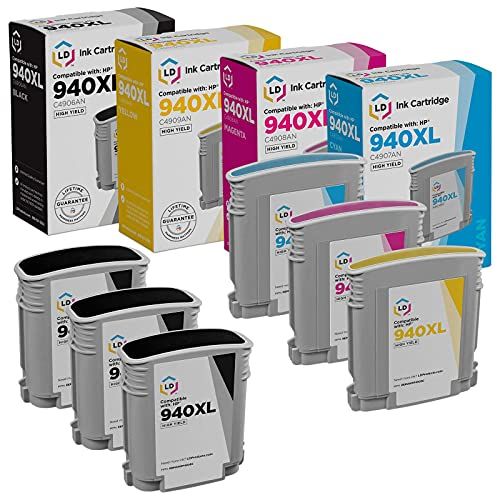  LD Products LD Remanufactured Ink Cartridge Replacement for HP 940XL High Yield (3 Black, 1 Cyan, 1 Magenta, 1 Yellow, 6-Pack)