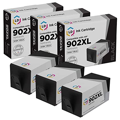  LD Products Compatible Ink Cartridge Replacement for HP 902XL T6M14AN High Yield (Black, 3-Pack)