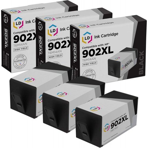  LD Products Compatible Ink Cartridge Replacement for HP 902XL T6M14AN High Yield (Black, 3-Pack)